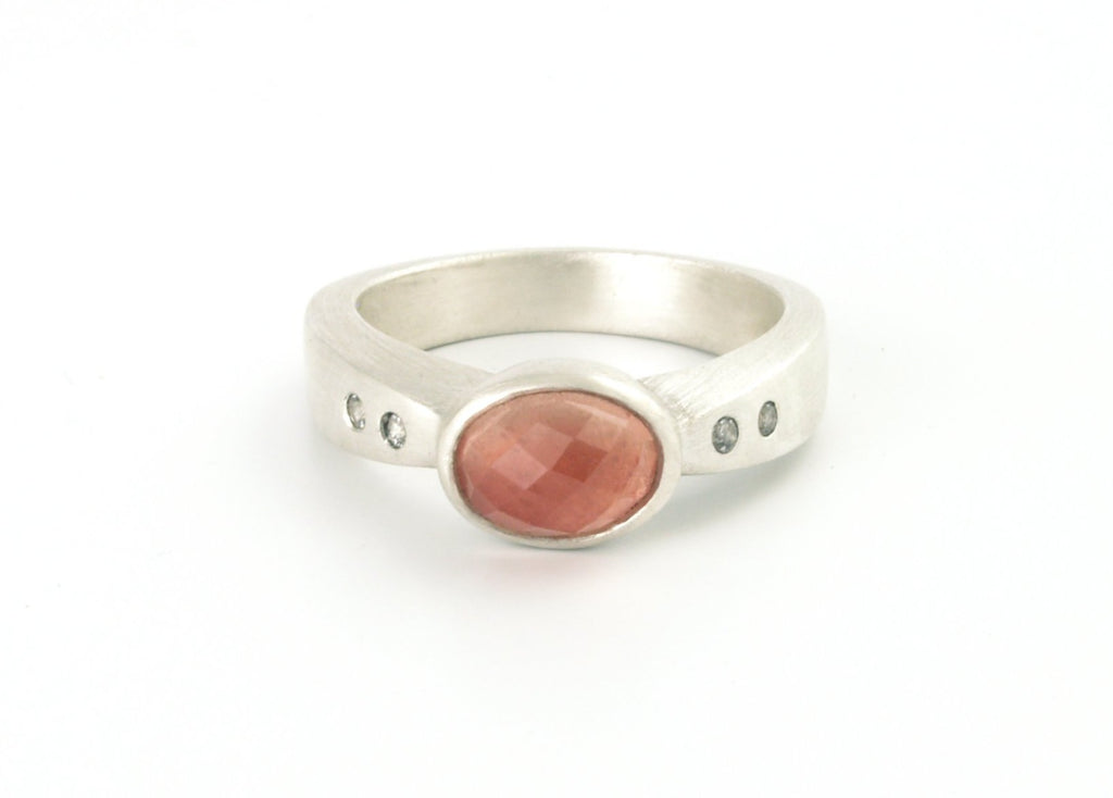 Arch Ring Argentium Sterling Silver with Oregon Sunstone