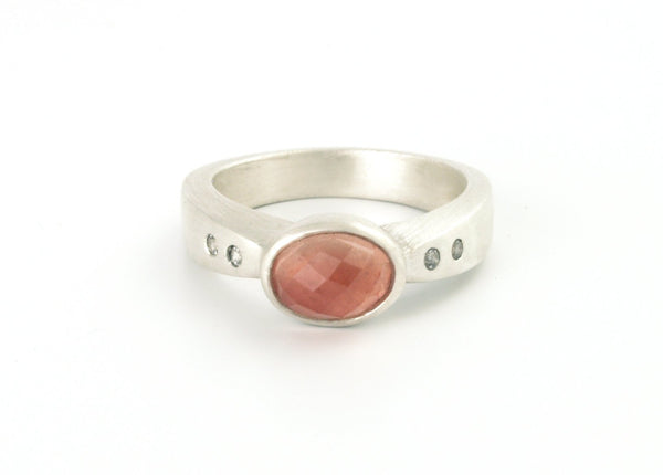 Arch Ring Argentium Sterling Silver with Oregon Sunstone