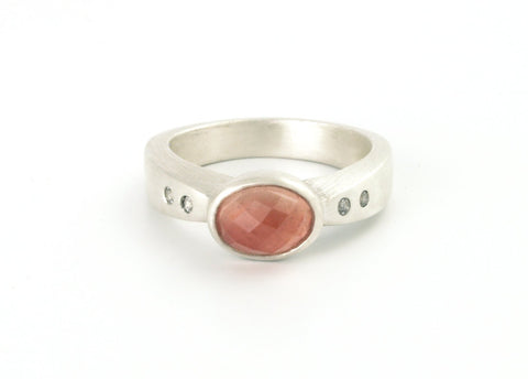 Arch Ring Argentium Sterling Silver with Oregon Sunstone