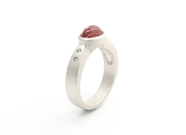 Arch Ring Argentium Sterling Silver with Oregon Sunstone