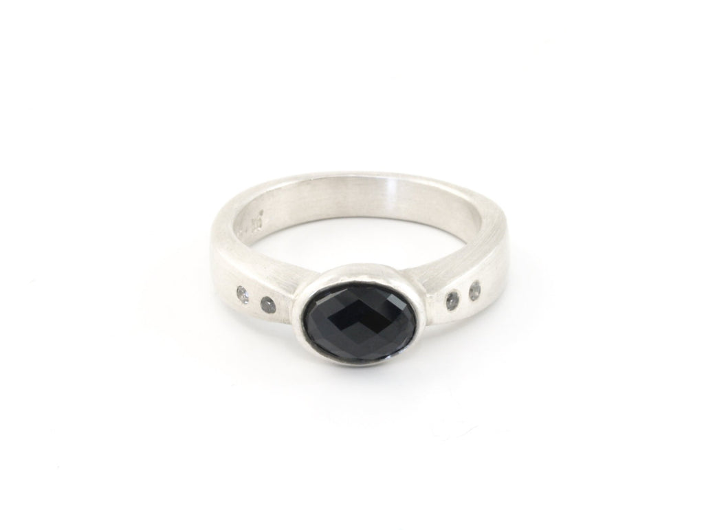 Arch Ring Argentium Sterling Silver with Australian Spinel