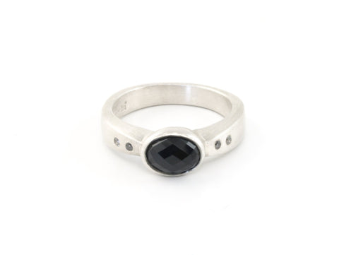 Arch Ring Argentium Sterling Silver with Australian Spinel