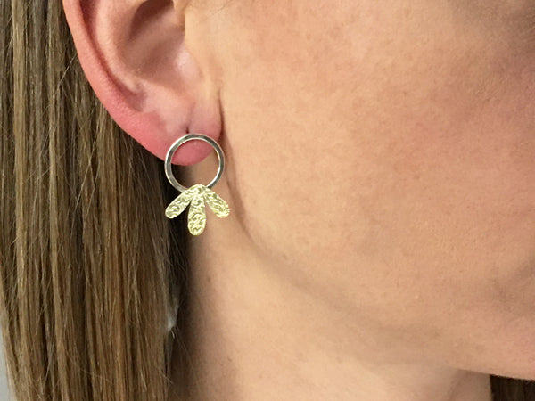 Triple Drop Dangle Posts on Circle with Gold