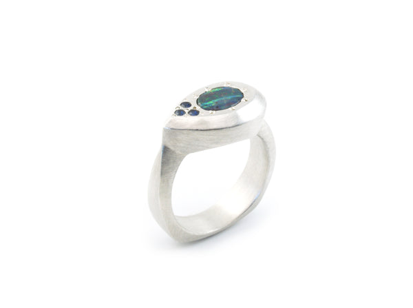 Drop Ring in Argentium Sterling Silver with Australian Boulder Opal