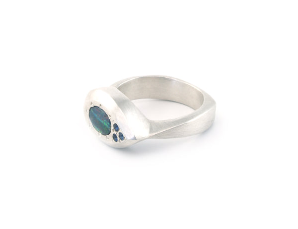 Drop Ring in Argentium Sterling Silver with Australian Boulder Opal