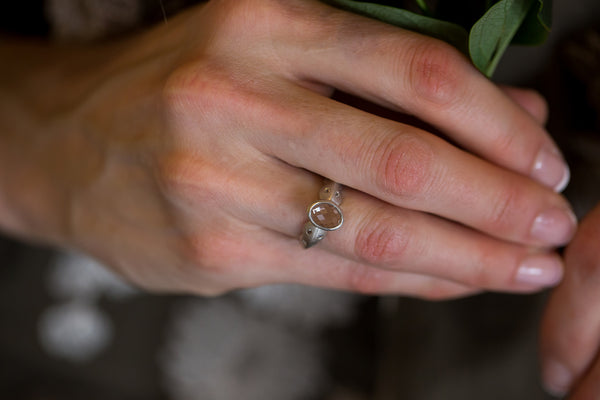 Scallop Ring in Argentium Sterling Silver with Arkansas Quartz