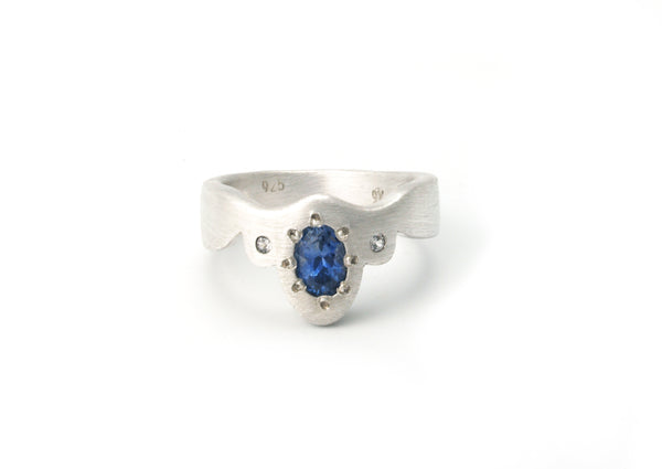 Picot Ring with Montana Sapphire - Silver