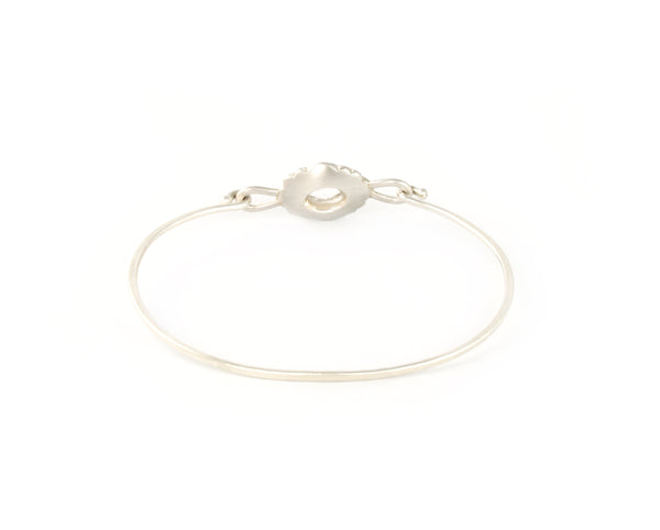 Scallop Oval Bracelet in Argentium Sterling Silver with Arkansas Quartz