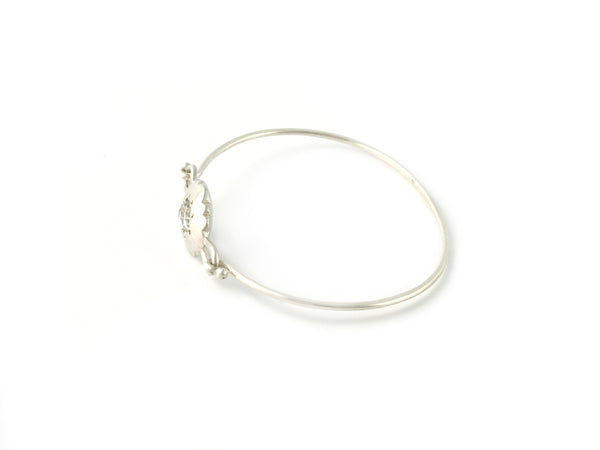 Scallop Oval Bracelet in Argentium Sterling Silver with Arkansas Quartz