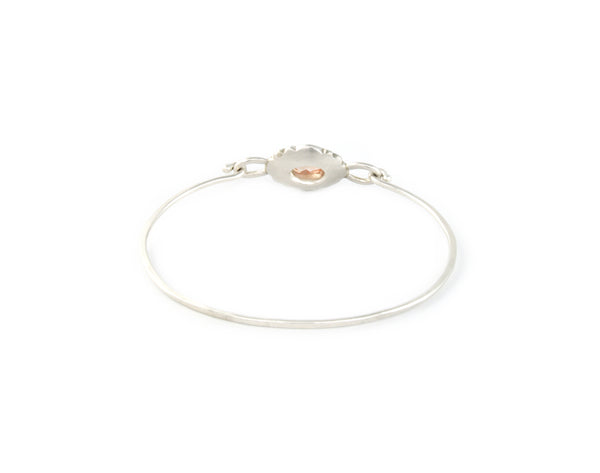 Scallop Oval Bracelet in Argentium Sterling Silver with Oregon Sunstone