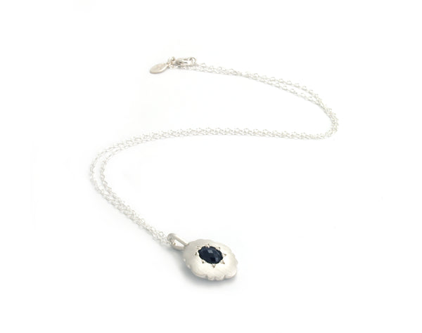 Scallop Oval Necklace in Argentium Sterling Silver with Australian Spinel
