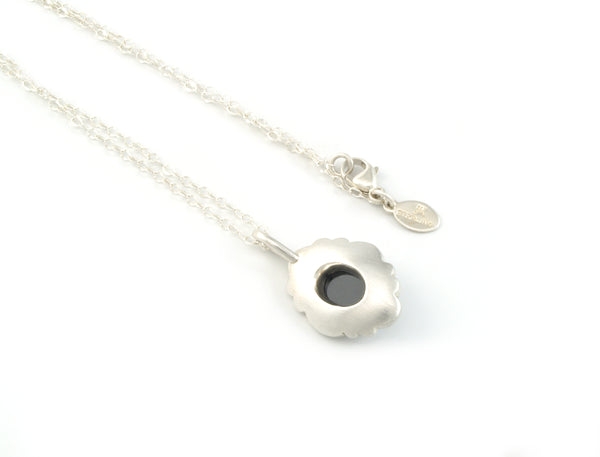 Scallop Oval Necklace in Argentium Sterling Silver with Australian Spinel