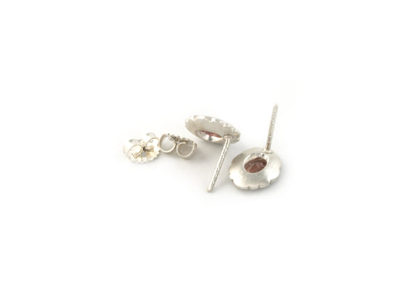 Scallop Oval Studs with Oregon Sunstone