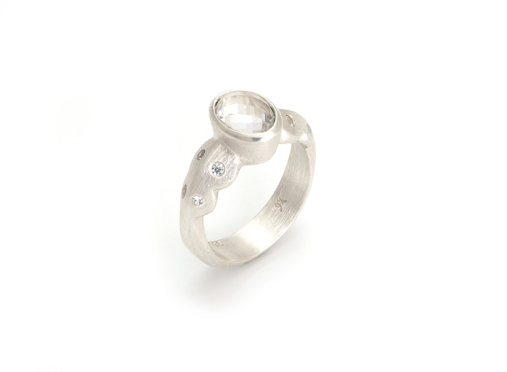Scallop Ring in Argentium Sterling Silver with Arkansas Quartz