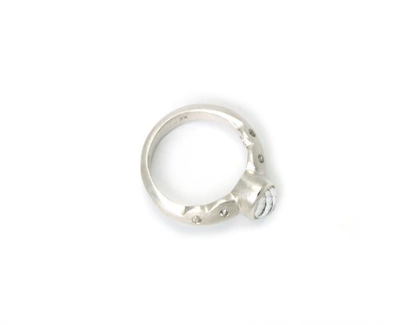 Scallop Ring in Argentium Sterling Silver with Arkansas Quartz