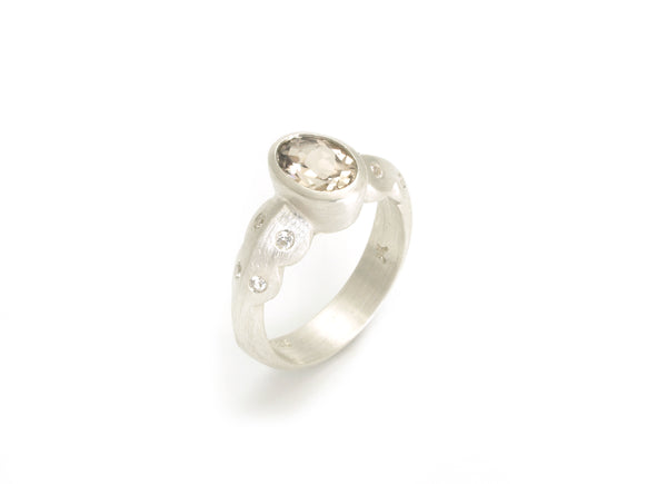 Scallop Ring in Argentium Sterling Silver with Csarite