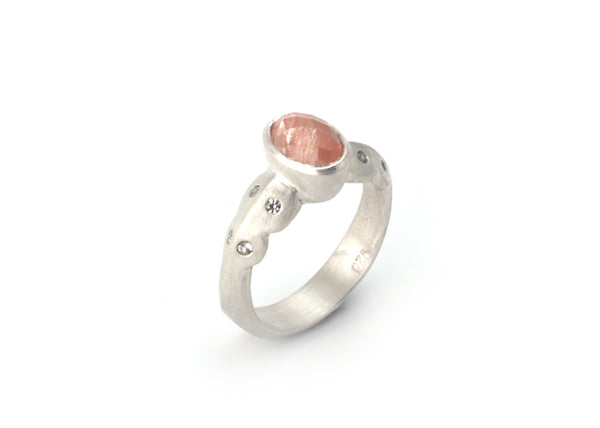 Scallop Ring in Argentium Sterling Silver with Oregon Sunstone