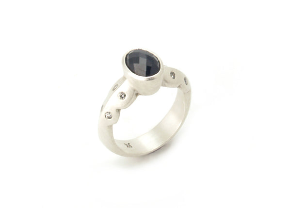 Scallop Ring in Argentium Sterling Silver with Australian Spinel