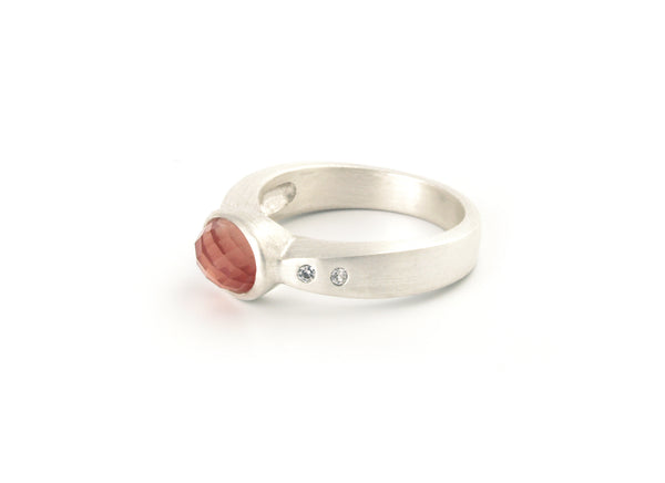 Arch Ring Argentium Sterling Silver with Oregon Sunstone