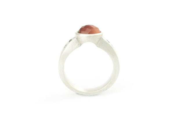 Arch Ring Argentium Sterling Silver with Oregon Sunstone