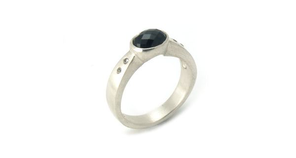 Arch Ring Argentium Sterling Silver with Australian Spinel