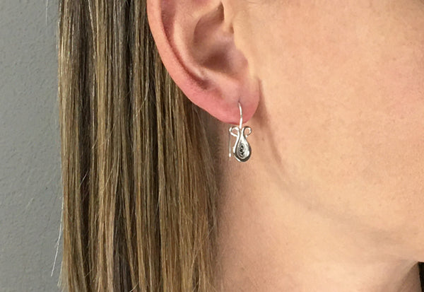 Forged Drop Earrings with Silver