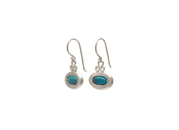 Oval Dangle Earrings with Turquoise