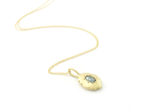 Scallop Oval Necklace in 18K Fairmined Gold with Rose Cut Sapphire