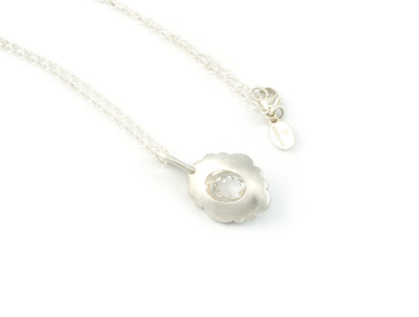 Scallop Oval Necklace in Argentium Sterling Silver with Arkansas Quartz
