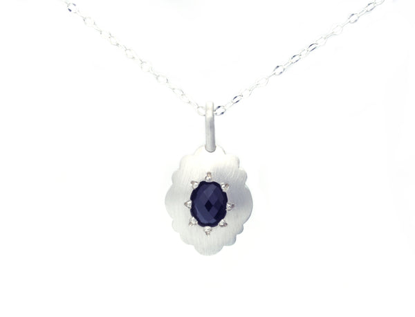 Scallop Oval Necklace in Argentium Sterling Silver with Australian Spinel