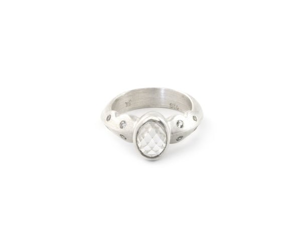 Scallop Ring in Argentium Sterling Silver with Arkansas Quartz