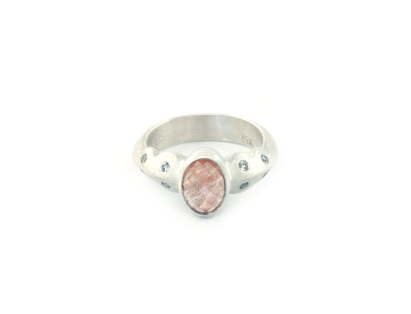 Scallop Ring in Argentium Sterling Silver with Oregon Sunstone